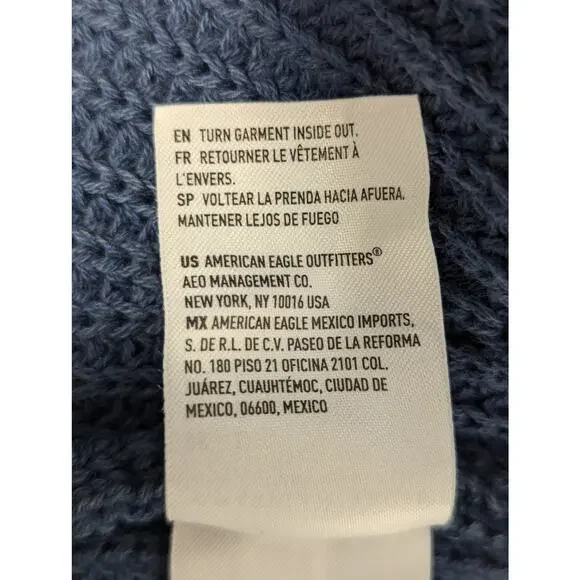 AMERICAN EAGLE! "DISTRESSED" BLUE DENIM INSPIRED BULKY KNIT SWEATER! SZ L - Picture 8 of 9